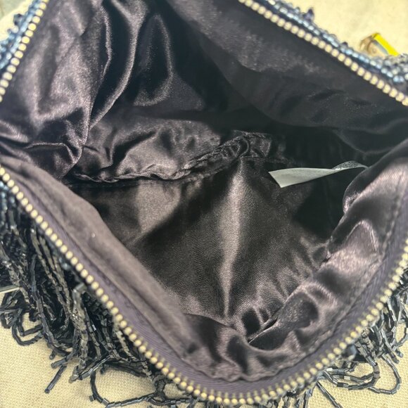 Viral Beaded Fringe Shoulder Bag - Navy Blue - Made in India - Picture 9 of 13